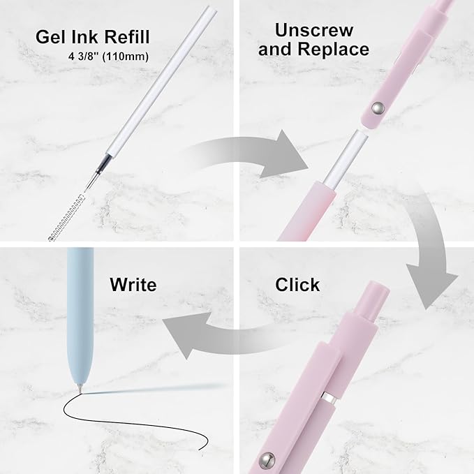 LINFANC Gel Pens, 10 pcs Medium Point 0.7mm, Gradient Color, Black Ink, Retractable Design, Aesthetic Pens for Journaling, School Supplies, Office Supplies