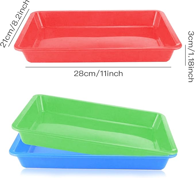 Plastic Art Trays - 5 Piece Stackable Activity & Craft Organizer, Serving & Jewelry Tray for DIY Projects, Painting, Beads (11 x 8.3 x 1.2 inch)