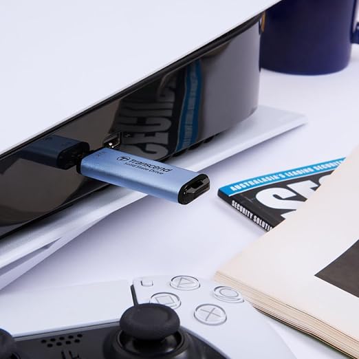 Transcend 2TB External SSD, USB 3.2 Gen2, Up to 1,050MB/s, Portable SSD with Type C, for Steam Deck, ROG Ally, MSI Claw, Windows & Mac, iPhone, iPad, Android, PS5, Xbox, Smart TV, Sky Blue