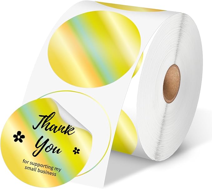 Phomemo 2” Circle Thermal Labels, Self-Adhesive Round Direct Sticker Label, Circular Thermal Printer Label for Logo Design, Name Tag, Thanks Card, Address, QR Code, 400 Labels/Roll, Laser Gold