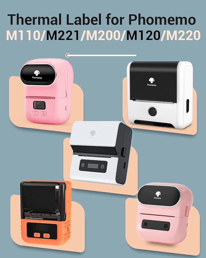 Phomemo M110/M110S/M200 Thermal Label- Black on Purple 1.57"x1.18"(40x30mm) for Small Business, Home, Office, 230 Labels/Roll
