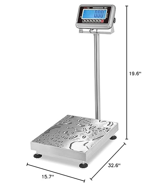 VisionTechShop TBWS-100 Washdown Stainless Steel Bench Scale, Lb/Kg/Oz Switchable, 100lb Capacity, 0.02lb Readability, NTEP Legal for Trade