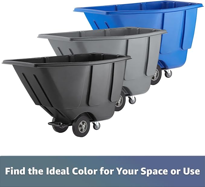 Commercial Garbage Wagon 0.5 Cubic Yard 300 lb., Tilt Truck, Construction Trash Recycling Trolley, Industrial Dump Cart Transportation, Rolling Waste Bin, Grey