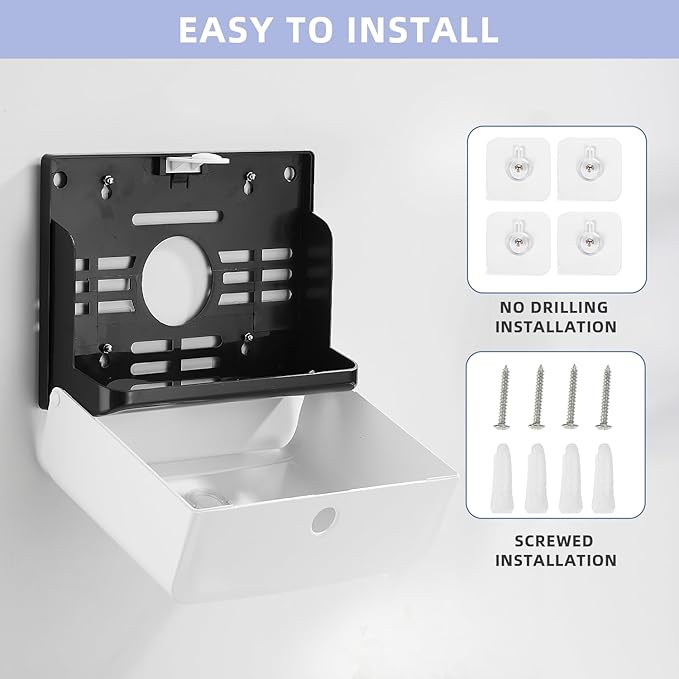 Paper Towel Dispensers Wall Mount: Multifold Tri-Fold Paper Towel Holder, No Drilling Install, Commercial Hand Towel Dispenser for Bathroom, Restroom, Office, Home, White