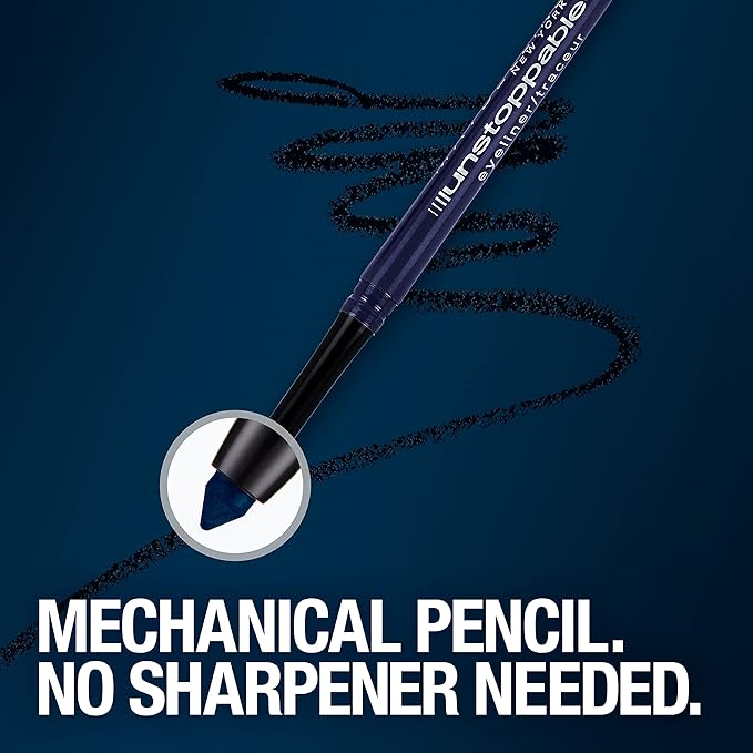 Maybelline Unstoppable Waterproof Mechanical Blue Eyeliner Pencil, Easy to Apply, Smooth Glide, Up to 24 Hour Wear, Sapphire, Pack of 2