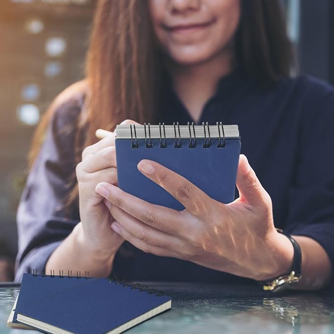 Tenceur 2 Pcs Pocket Notebook Bulk Small 3x5 Inch Spiral Notepads Mini Top Bound Notebook with Lined 120 Pages Ruled Memo Pads for Office College Nurse Essentials Back to School Gift (Blue)