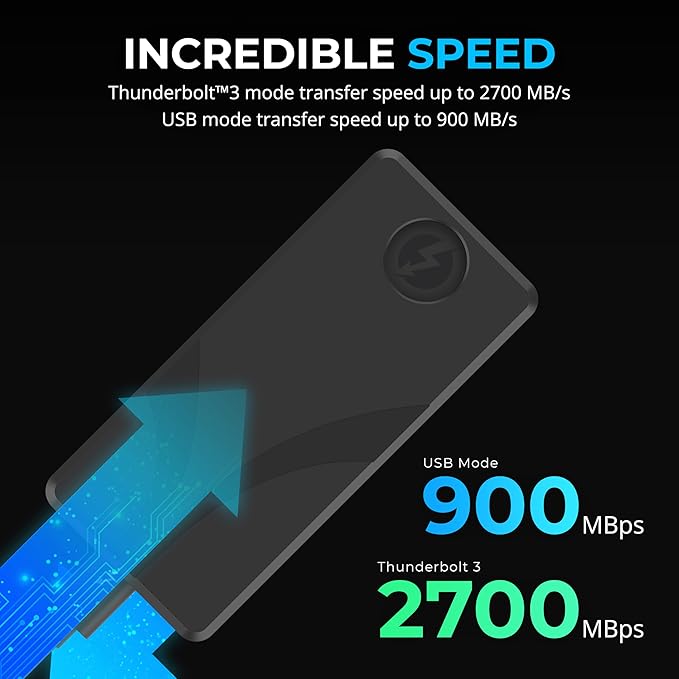 SABRENT Rocket XTRM Plus 2TB Thunderbolt 3 Portable SSD - High-Speed External Storage, Rugged Aluminum, USB-C Compatible, 2700MB/s, Bus-Powered, Plug & Play (SB-XTMP-2TB)