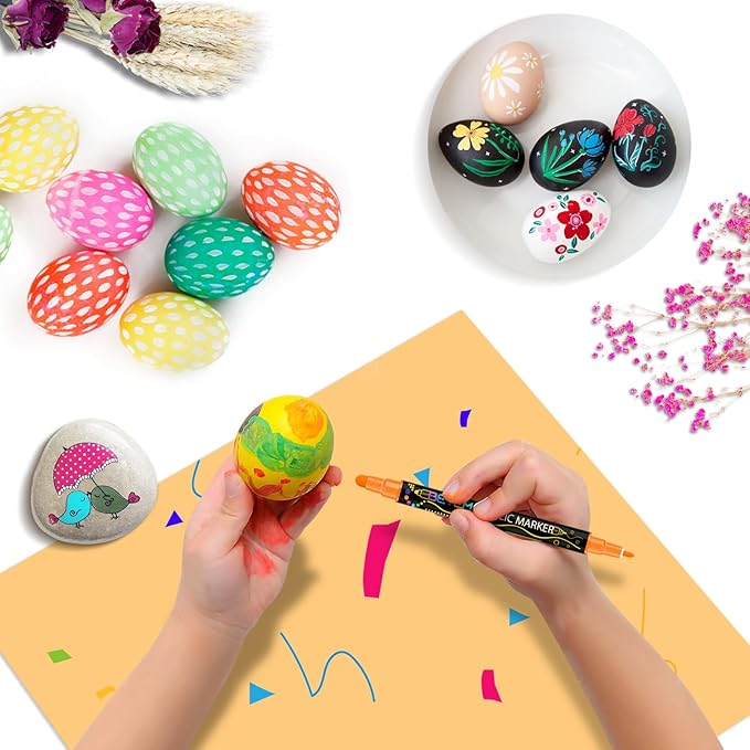 Betem 60 Colors Dual Tip Acrylic Paint Pens Markers, Premium Acrylic Paint Pens for Wood, Canvas, Stone, Rock Painting, Glass, Ceramic Surfaces, DIY Crafts Making Art Supplies