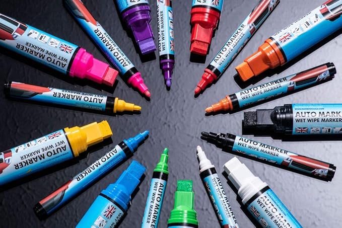Window Markers for Glass Washable Car Window Paint Pen- Dry Erase Liquid Chalk Marker Car Decorations on All Surfaces, Tire, Windshield - Auto Marker, Autowriter, Rain Resistant (Purple, Jumbo Tip)