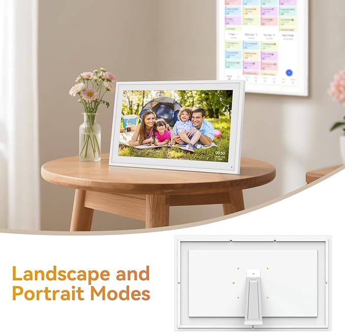 15.6'' Digital Calendar Chore Chart, Wall Touchscreen Smart Electronic Calendar for Interactive Family Schedules, Meal Planner, to Do List, Achievement Rewards Two-Way Sync w/Stand Wall Mount