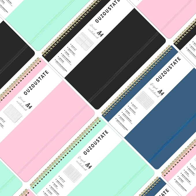 Graph Paper Notebook 8.5" x 11", A4 Blue Grid Notebook Journal Hardcover College Ruled Notebook for Work, 120 Pages 100GSM Large Thick Spiral Writing Journal for Women & Men