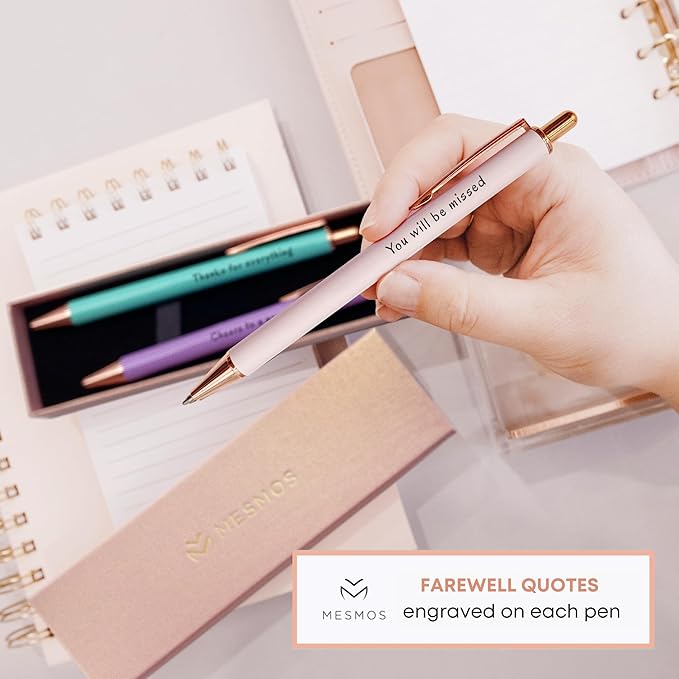 MESMOS 3pk Fancy Pens, Retirement Gift for Women, Farewell Gifts for Coworkers, Cool Happy Retirement for Teacher, Goodbye for Coworkers Women, Going Away Gifts for Friends