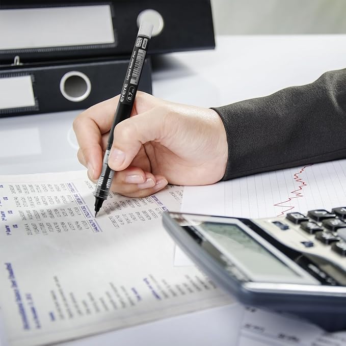 EYEYE Black Rollerball Pens 0.7mm Fine Point, 24 Pack Rollering Ball Pen Quick Dry, Liquid Ink Pen Fine Point Smooth Writing Pens for Journaling, Note Taking, Office and School Supplies