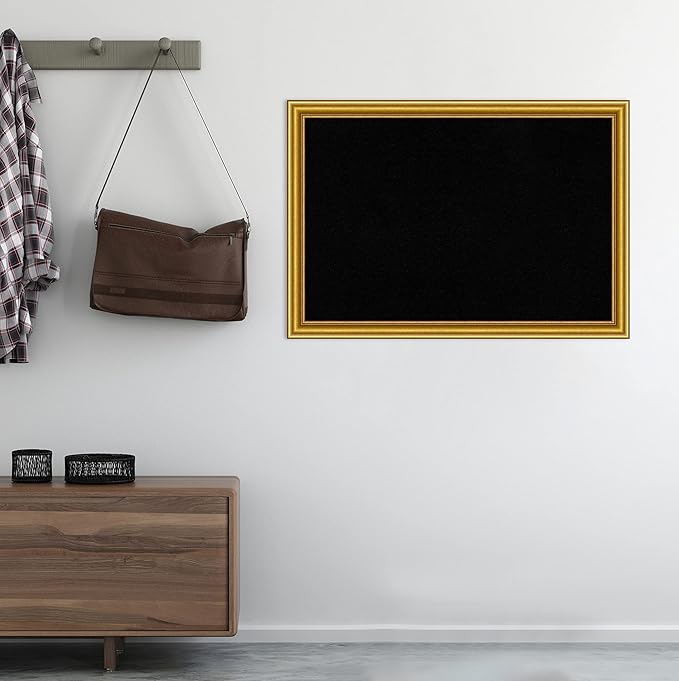 Amanti Art Black Cork Board for Wall, 28x40 Vision Board with Gold Wood Frame, Large Corkboard Office Decor for Home Organization, Traditional Corkboard Pinboard to display items for home organization