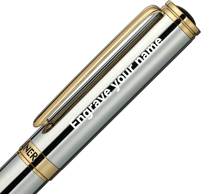 BEILUNER Silver Chrome Personalized Pen, Stunning Luxury with 24K Gold Finish,Noble and Elegant Designs,Schneider Ink Refill, Best Gift Pen for Men & Women, Graduation, Executive Office, Fancy Pens