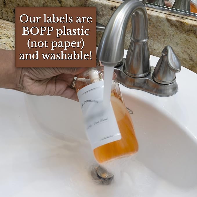 Refillable Clear PET Plastic 16 oz Hand Sanitizer Bottle with White Plastic Pump Dispenser - Chrome Accent Waterproof Labeled Bottle