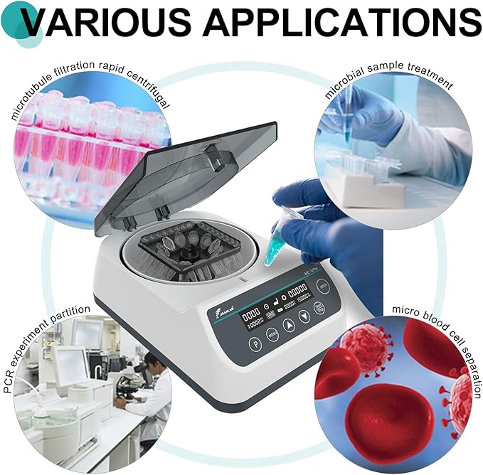 JOANLAB Lab High Speed Centrifuge Machine 12000rpm Bechtop Microcentrifuges 3 in 1 Rotor for 0.2/0.5/1.5/2mL Tube Capacity