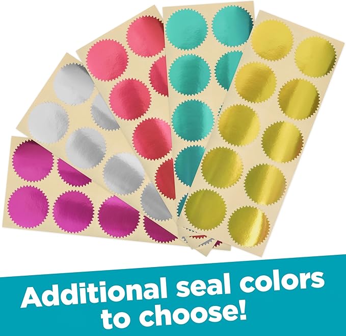 MaxMark Notary Seal Round Pink Embosser for New York State - Includes Gold Burst Seal Labels (50 Count)