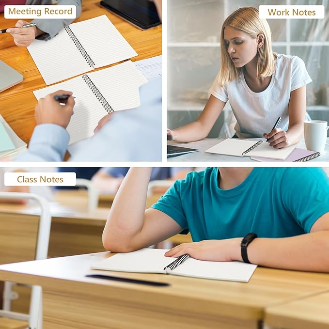 Fuutreo 12 Pcs Spiral Notebook for Work A5 8.3 x 5.7 Inch College Ruled Spiral Journal Notebook Kraft Cover Ruled Paper, 12 Color, 60 Sheets, 120 Pages for Office School(Innovative Color)