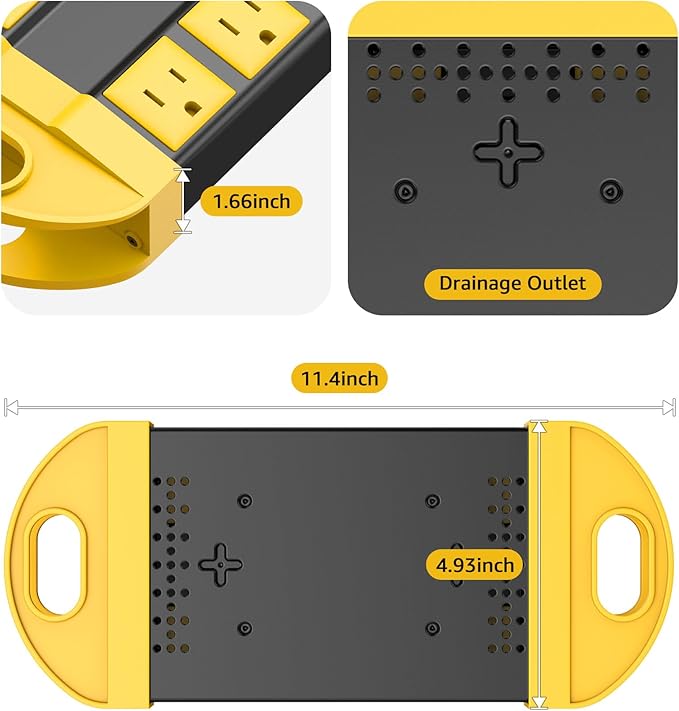 CCCEI 2 Outdoor Power Strips Weatherproof with 8 Plug, Waterproof Extension Cord with Multiple Outlets, Christmas Exterior Garden Yard Surge Protector 15FT, Yellow.
