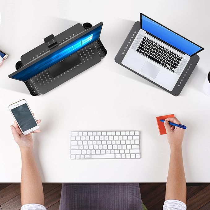 Pholiten 2 Pack Monitor Stand Riser, 3 Height Adjustable Monitor Stand, Flat Screen TV Monitor Stand Riser, Sturdy Metal Laptop Computer Monitor Stand Shelf for Printer, iMac,Premium Metal Monitor Risers for 2 Monitors