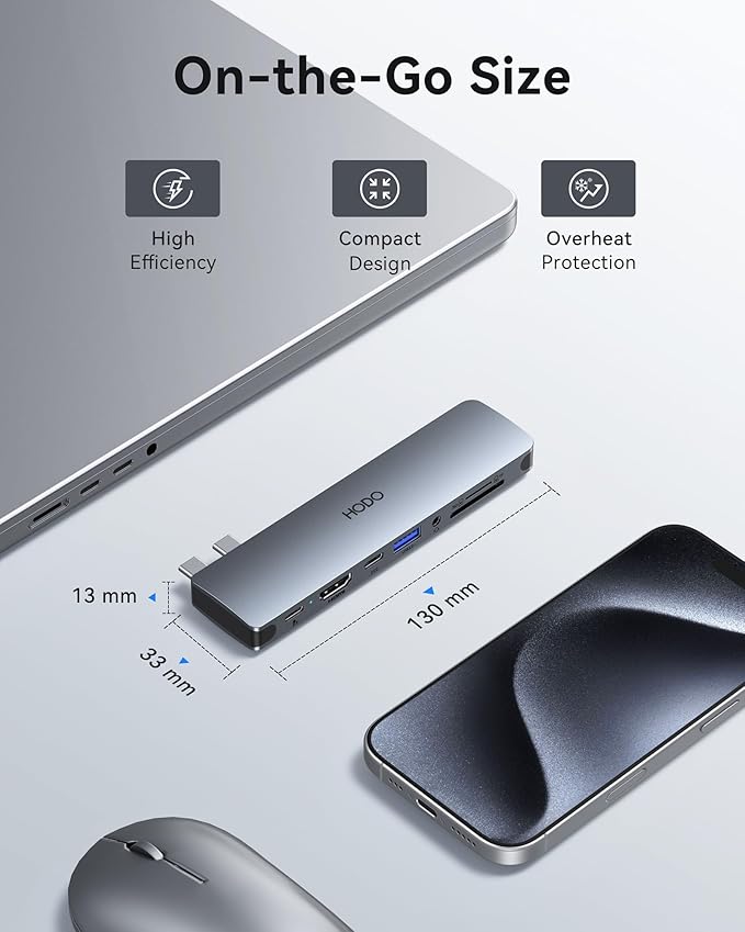 USB C Adapter Hub for MacBook Pro Air 2025-2018, Mac Adapter Multiport for MacBook 13" 15" 16", Mac Accessories Hub 8 in 2 with HDMI Thunderbolt 3 USB-C USB 3.0 2.0 SD/TF Card Reader