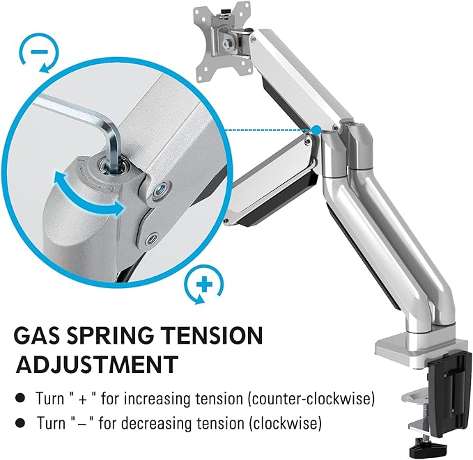 MOUNTUP Dual Monitor Desk Mount, Die-Cast Aluminum Fully Adjustable Double Monitor Arm with Gas Spring, Computer Monitor Stand Fits 2 Screen 17 to 32 inch - Each Arm Holds 3.3-17.6LBS, MU0024
