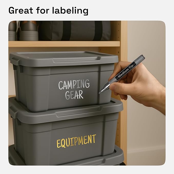 ARTISTRO 2 Gold & Silver Permanent Marker - Waterproof Markers for Tire, Fabric, Rocks, Glass, Ceramic, Wood, Paper - Oil Based Paint Pens - Medium Tip 3mm