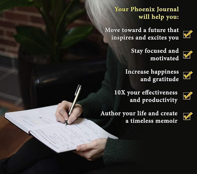 The Phoenix Journal - Best Daily Goal Planner, Organizer, & Calendar for Goal Setting, Gratitude, Happiness, & Productivity - Vision Board & Habit Tracking - 12 Weeks, Undated, Hardcover (Classic)