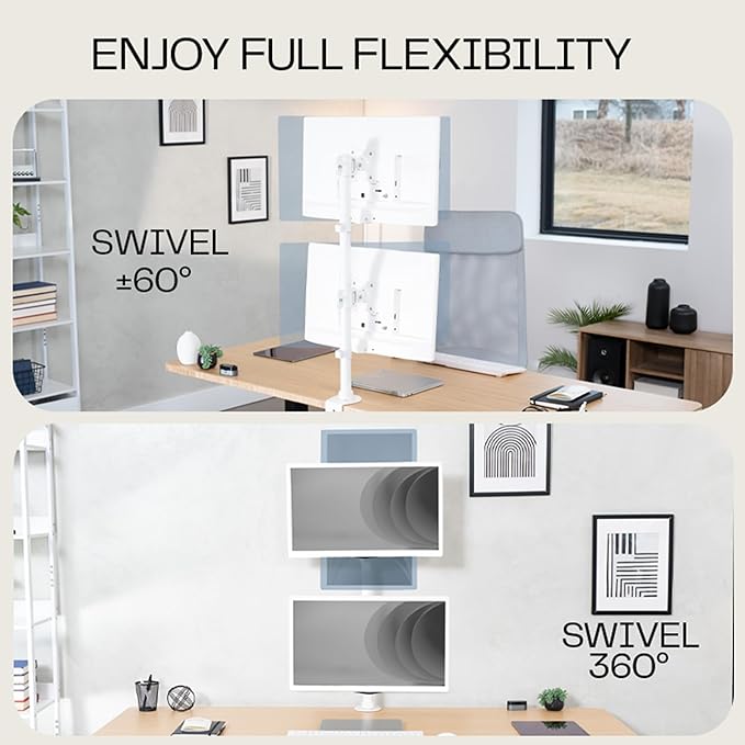VIVO Dual Monitor Desk Mount Stand with Height Adjustment and VESA Plates for 2 LCD Ultrawide Screens up to 34 inches, Stacked Array, STAND-V002RW