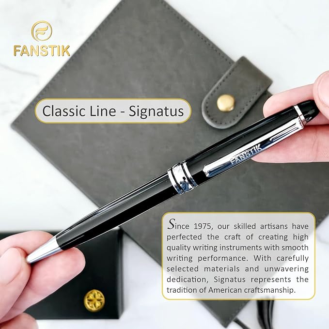 Customized BallPoint pen with name (MADE IN USA), stainless steel, black and silver, luxury engraved pen personalized for men and for women. (BallPoint Black-Silver)