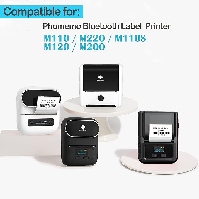 Phomemo Labels - Sticker Thermal Label for M110/M100/M108/M120/M220/M221/M120/M200 Label Printer, 1.57"x1.18"(40x30mm),Phomemo M110 M100 Labels, 690 Labels/3Roll, Square, Black on White