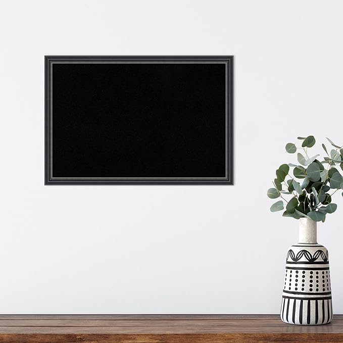 Amanti Art Black Cork Board for Wall, 13x19 Vision Board with Black Wood Frame, Small Corkboard Office Decor for Home Organization, Traditional Corkboard Pinboard to Display Items for Home