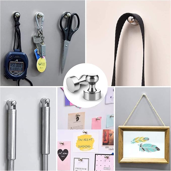 Grtard 48 Pack Magnetic Push Pins, Fridge Magnets for Whiteboard, Whiteboard Magnets Refrigerator Magnets, Small and Strong Push Pin Magnet for Office, School, Locker, and Map Magnet