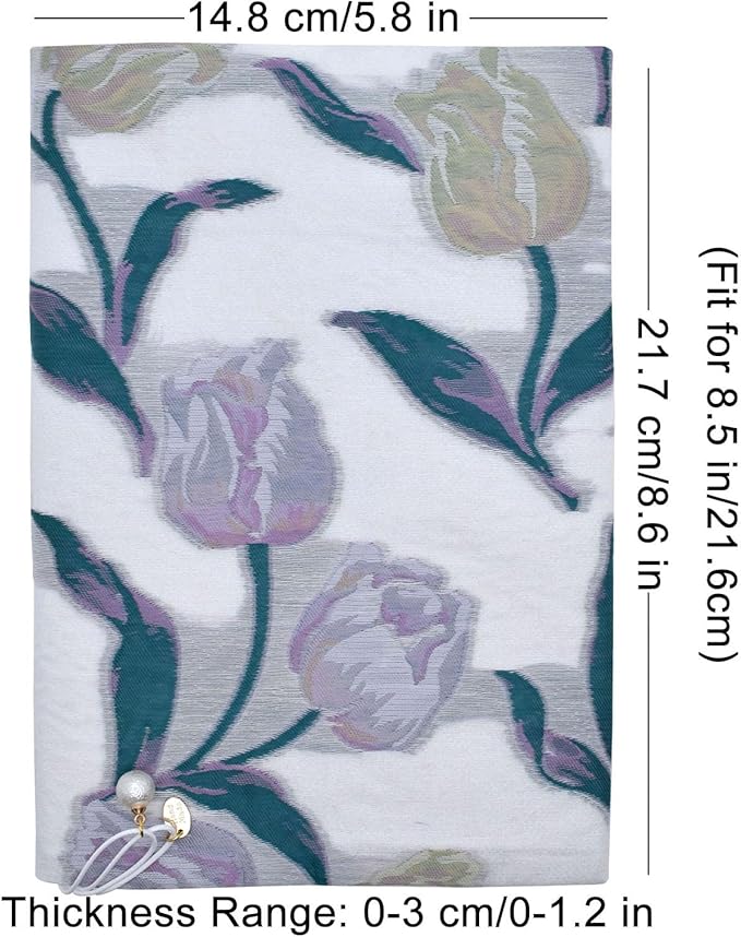 BLBMH Book Covers for Paperbacks Book Cover for Privacy Fit for 5.5x8.5 inch Adjustable Book Sleeve Cover for Diary Books Fabric Softcover Protector for Notebook - Tulip 8.5in