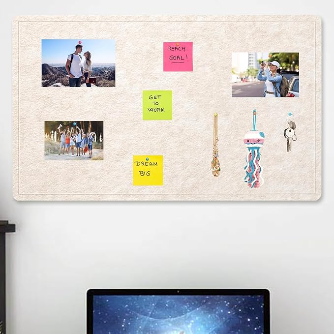 Extra Large Bulletin Board, 96 X 48 inches Cork Board with 30 Pushpin, 8' x 4' Felt Cork Board Notice Pin Board, Self-Adhesive Vision Board Mood Board Foldable Photo Board for Wall - Oatmeal