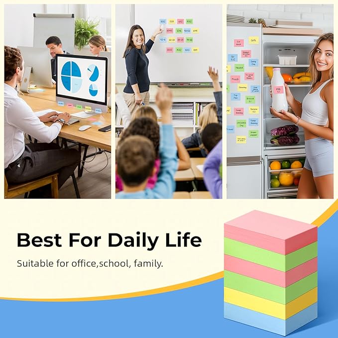 Umikk 50 Pack Sticky Notes 1.5x2 in, 5000 Sheets Small Self-Stick Note, 4 Color Mini Sticky Notes Pad Bulk, Easy to Post for Office, School, Home