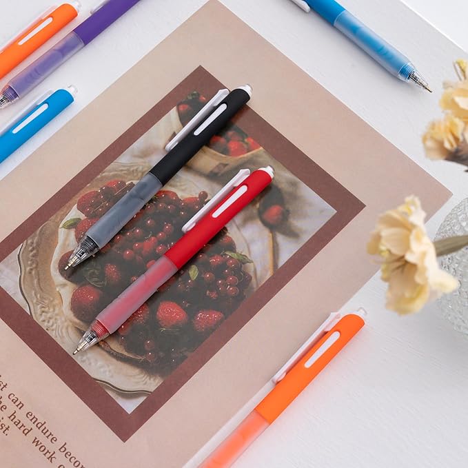 Linbsunne Ballpoint Pens Medium Point 1mm Black Pen with Super Soft Grip Ball Point Pen for Men Women Retractable Pens (Style2, 24-pack)