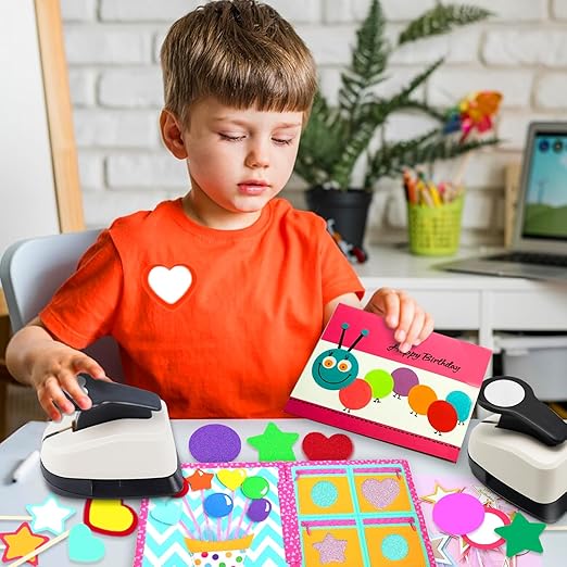 Paper Hole Punch, Heart Hole Puncher, Circle Punch, Star Hole Punches, 1 inch Circle Hole Puncher, 1 inch Star Punches, 1 in Heart Punch, Shape Hole Punch, 3 PCS CraftPunch