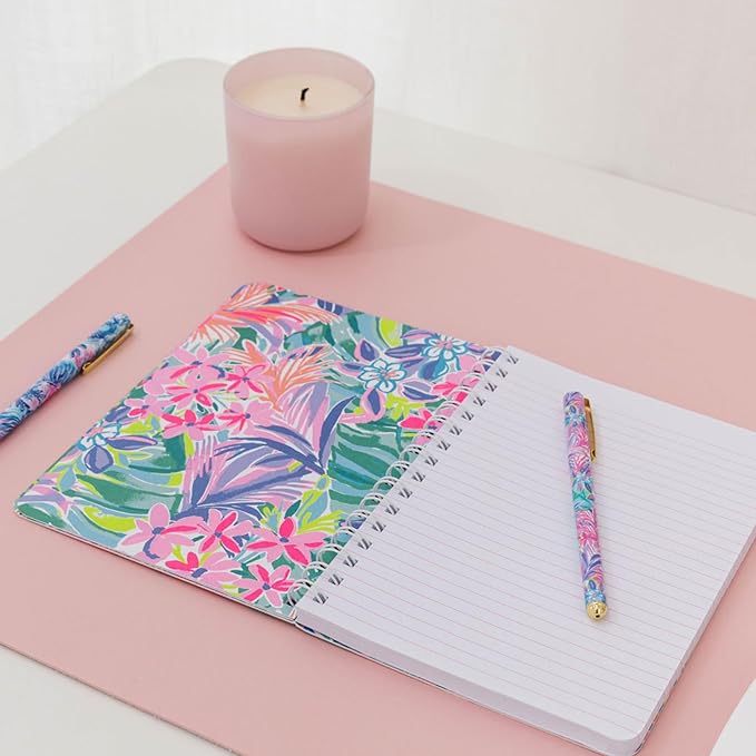 Lilly Pulitzer Large Hardcover Spiral Notebook, 11" x 9.5" with 160 College Ruled Pages, It Was All A Dream