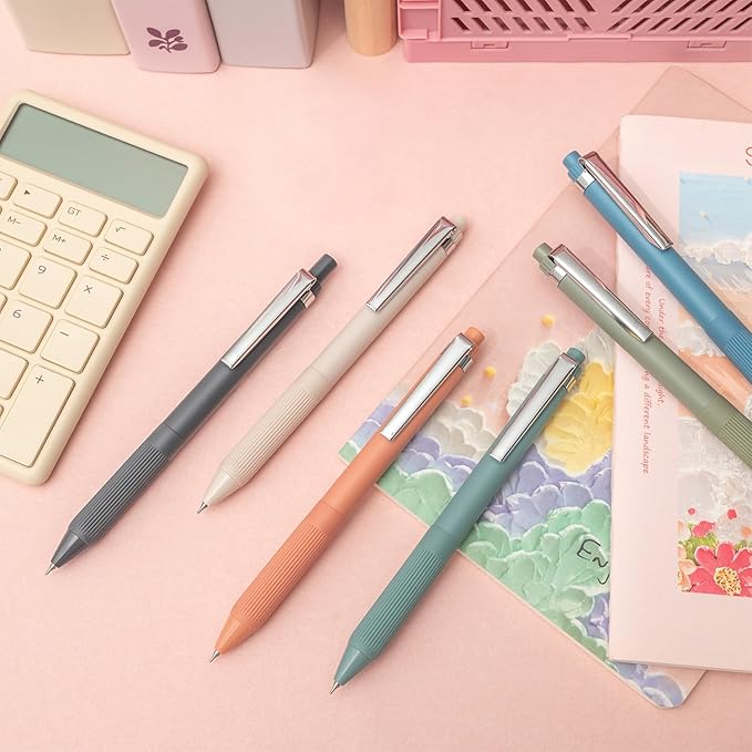 Linbsunne Gel Pens Black Ink Pens for Office 0.5mm Fine Point Pens Smooth Writing Retractable Work Pen (Metal clip-12 pcs)