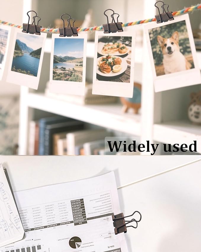 Assorted Binder Clips 0.75/1/1.25in 25-Pack - Copper Tone Clips for Office & Home