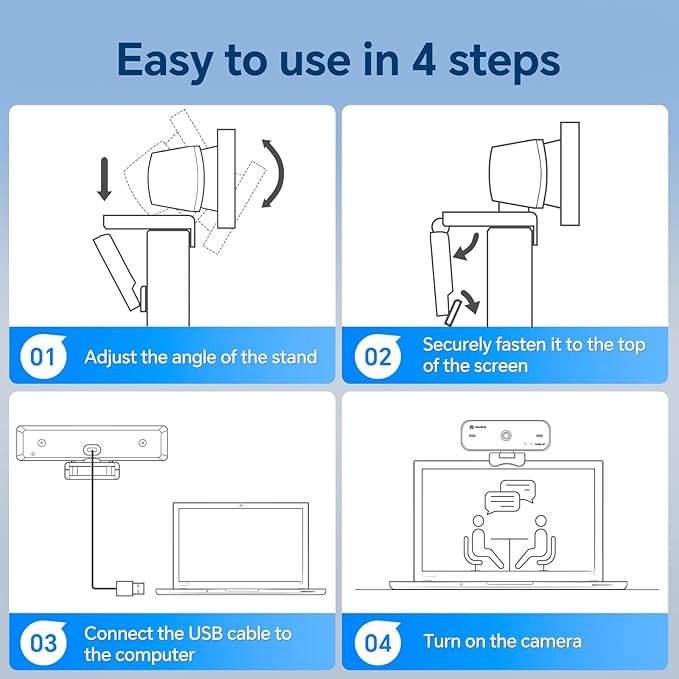 N newline 4K Webcam for PC, 4K UHD USB Webcam with Microphone, Auto Focus, Low Distortion, Privacy Cover, PC Camera w/Tripod Stand for Zoom, Skype, Teams, Laptop, Conferencing, Calling, NewEye 60