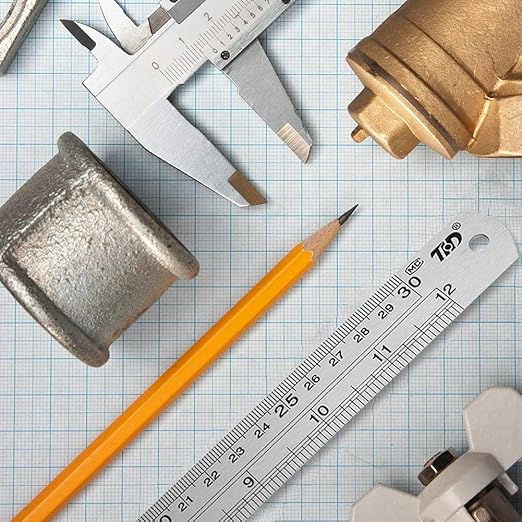 ZZTX Metal Straight Edge Ruler Set - Stainless Steel 6 Inch, 12 Inch, 16 Inch - Bulk Set of 3