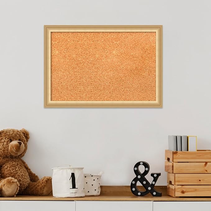 Amanti Art Natural Cork Board for Wall, 14x20 Vision Board with Gold Frame, Small Corkboard Office Decor for Home Organization, Casual Corkboard Pinboard to Display Items for Home Organization in