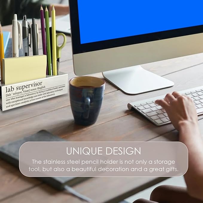 Lab Supervisor Gifts, Lab Supervisor Desk Decor Stainless Steel Pen Pencil Holders WCC37