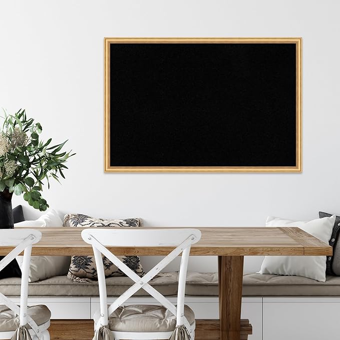 Amanti Art Black Cork Board for Wall, 26x38 Vision Board with Gold Wood Frame, Large Corkboard Office Decor for Home Organization, Casual Corkboard Pinboard to display items for home organization
