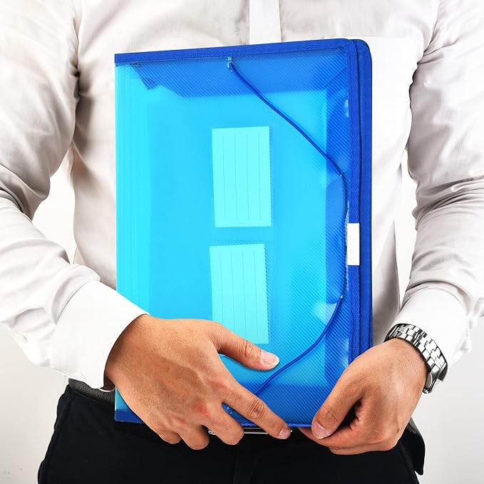 Expanding File Folder Document Organizer r with Flap and Cord Closure, Waterproof Transparent Document Bag, 2.8" Expansion, Letter A4 Expandable File Folder for Home School Office Organization,5 Pack