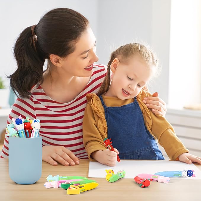 LiYiQ 25 PCS Multicolor Pen in One Fun 4-in-1 Cute Pens Bulk Kawaii Cool Ballpoint Pens for Kids Fun Gifts