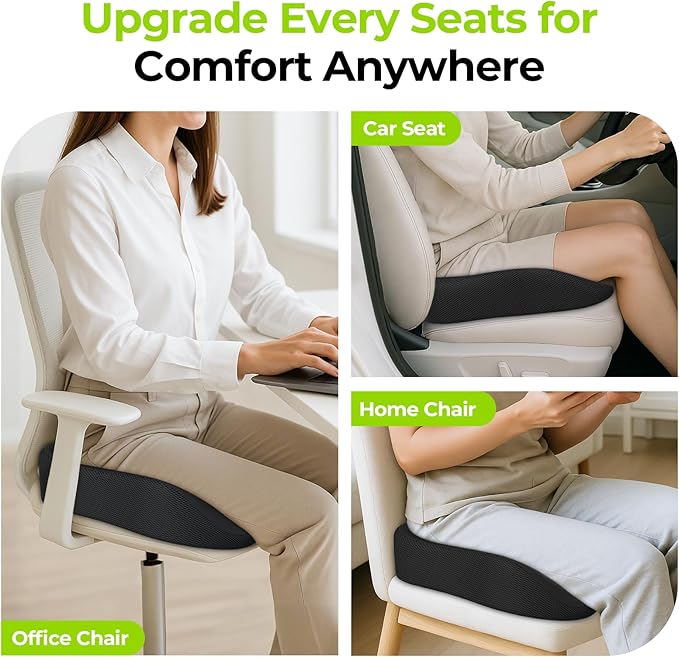 AUVON Ergonomic Donut Pillow Seat Cushion for Hemorrhoid & Tailbone Pain Relief, Thick Memory Foam Chair Cushions with Firm Support for Coccyx, Sciatica, Pressure Sores, Pregnancy, Postpartum Recovery